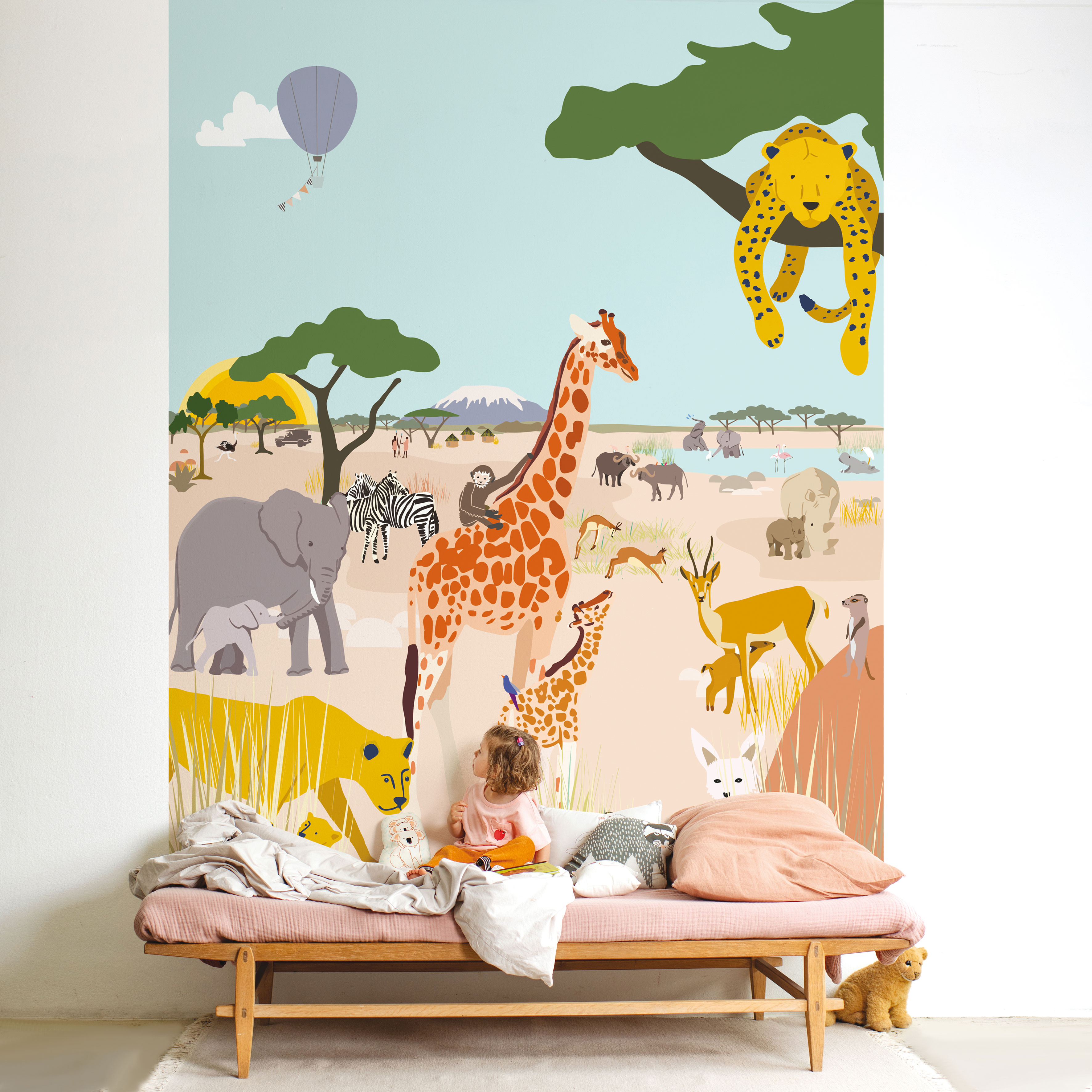 Safari Wall Stickers, Jungle Savanna Wall Decal, Elephant Giraffe